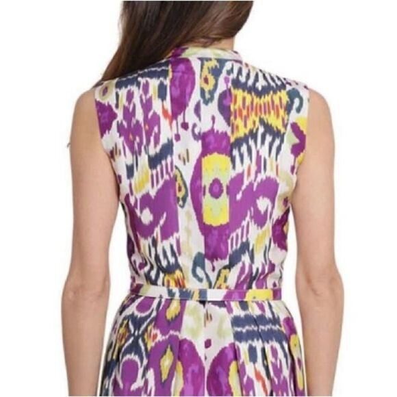 Ralph Lauren Resort 2022 Collection Freida Ikat Print Silk A-Line Midi Day Dress - Picture 11 of 15